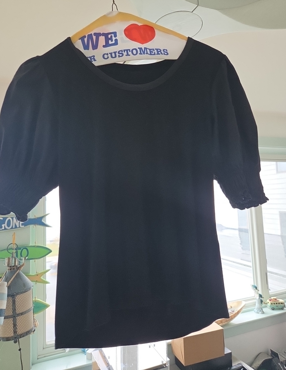 Black Puff Sleeve Women’s Top